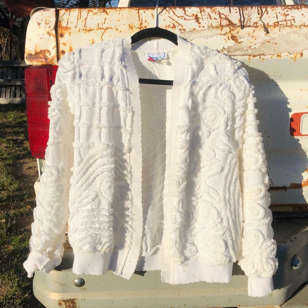 Vintage Lightweight White Chenille Jacket